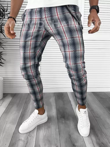 Pantaloni barbati casual regular fit in carouri B7947 8-3 E~